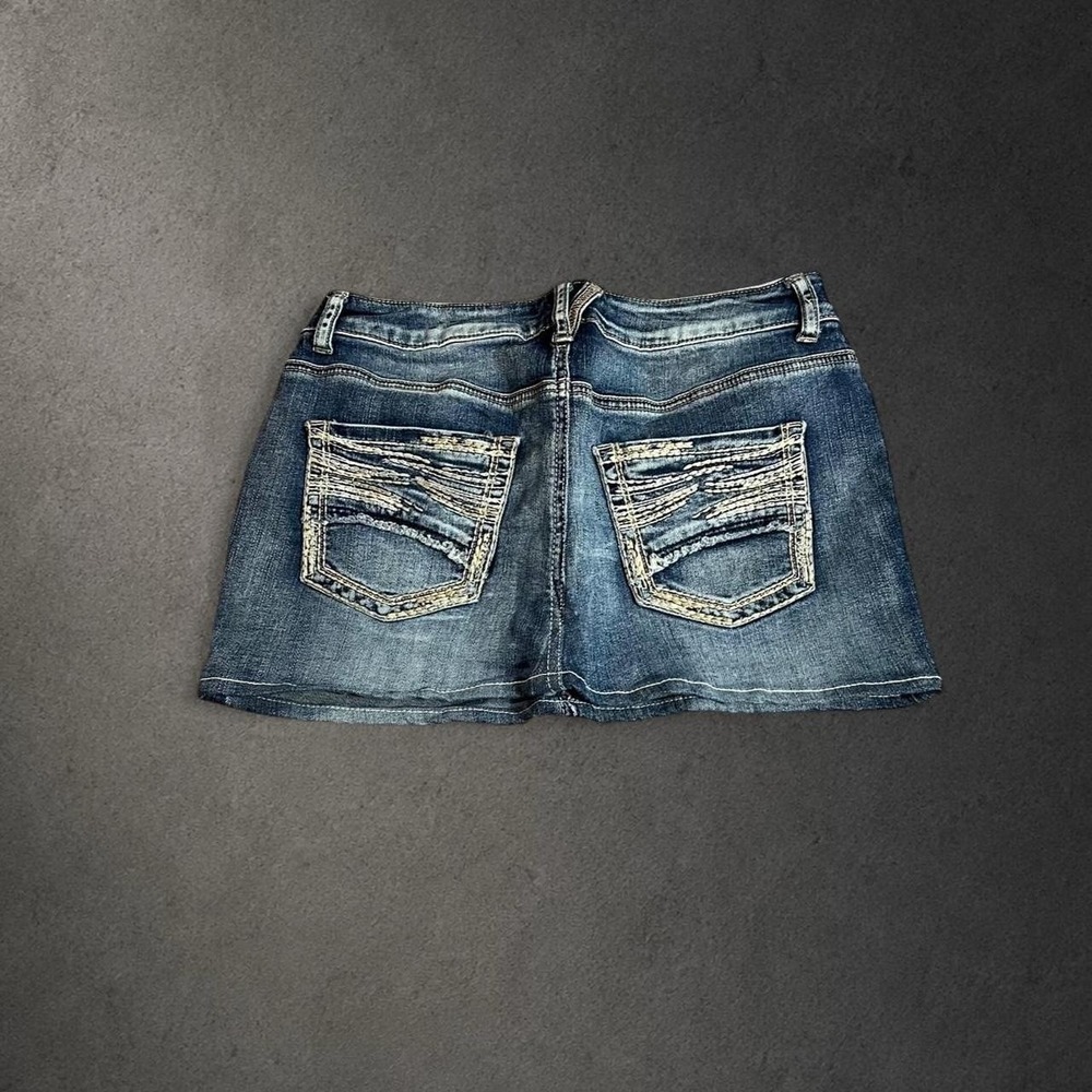 Y2K 2000s Indie Grunge Embroidered Embellished Western Coquette Denim Mini Skirt